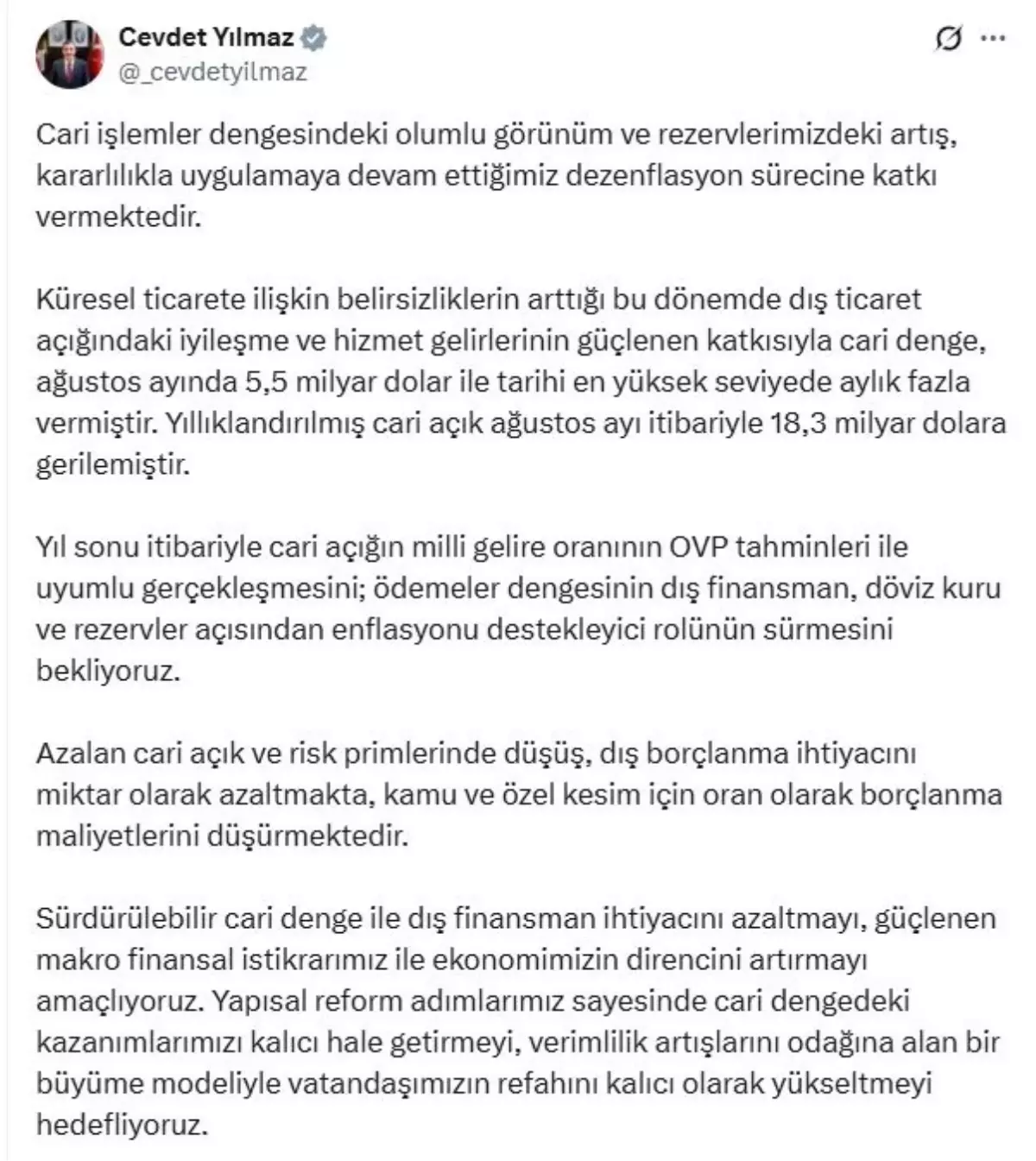 cevdet yilmaz cari islemler dengesindeki olumlu gelismeler surecek DeCiZ7fd.jpg